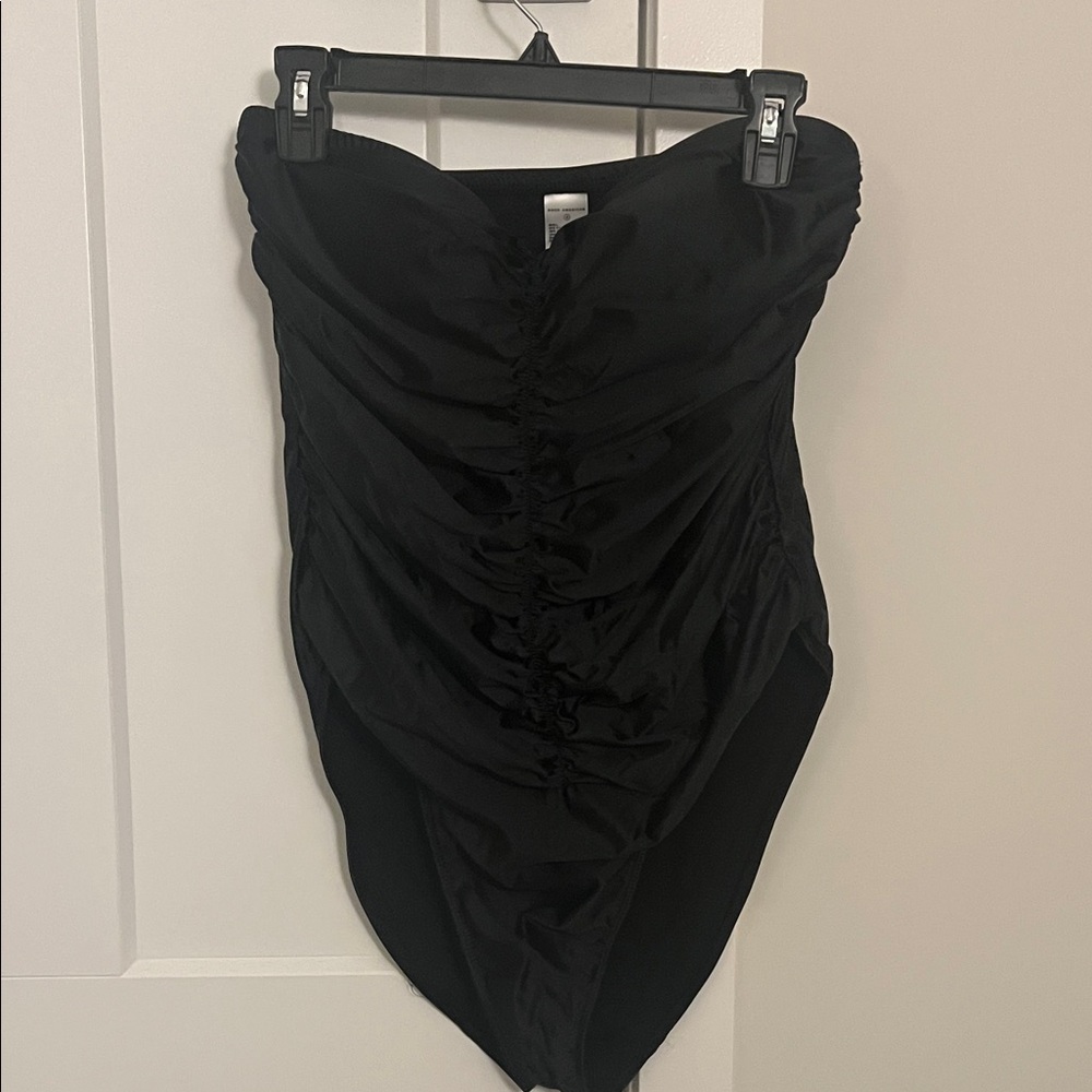 Good American Black Strapless One Piece Swimsuit